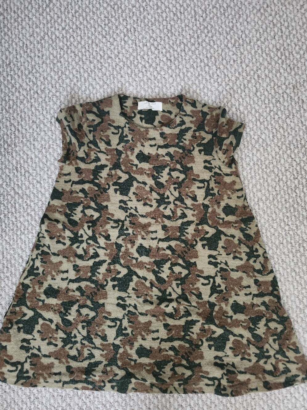 Sleeveless Camo Knit Shift Dress - Green & Brown